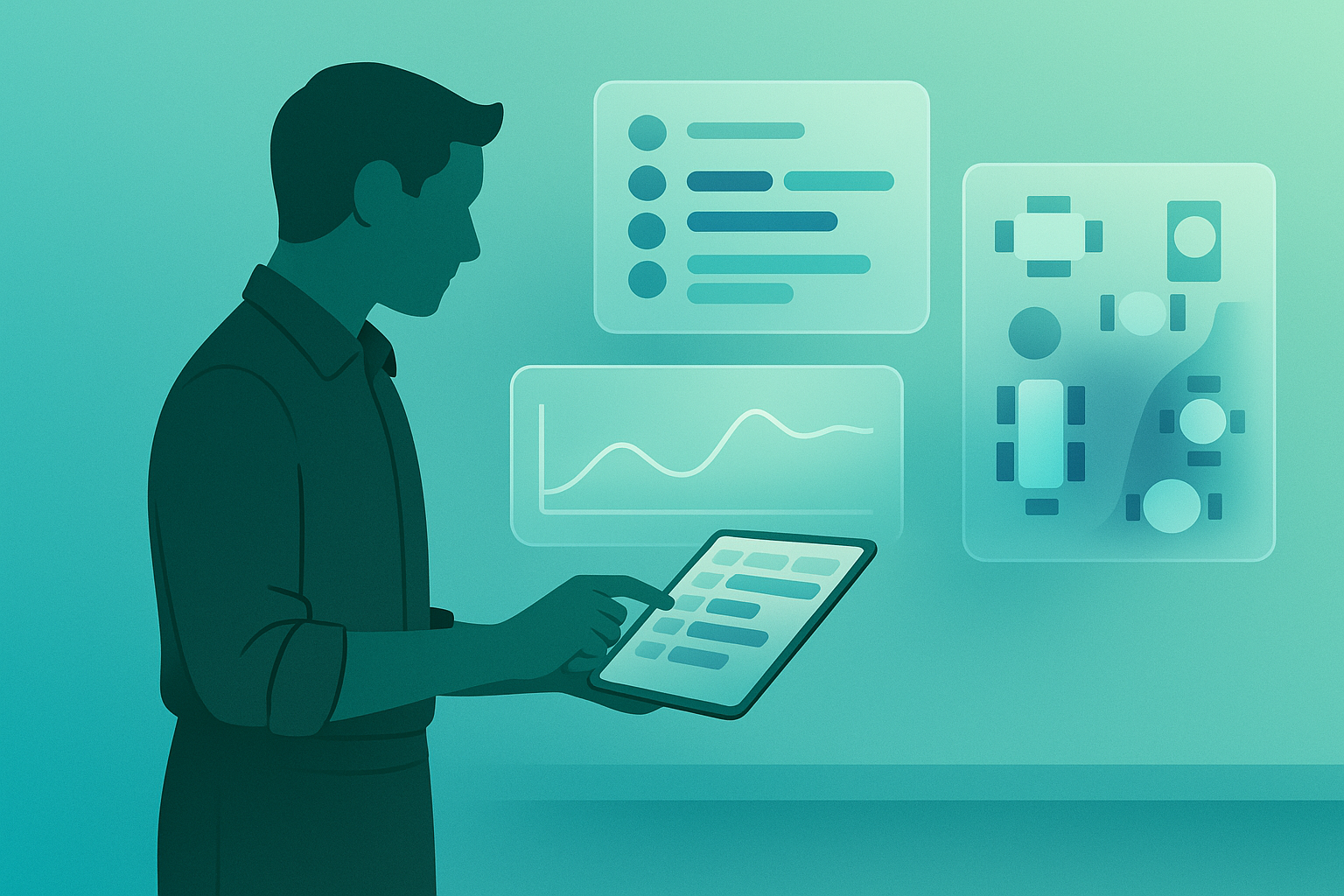 Manager adjusting staff schedule using a cloud-based system.
